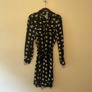 Draper James navy with floral print shirt dress, size 4